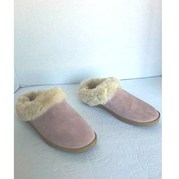 My Slippers Women's Slip-On Pink and Cream Suede Comfort Slippers Size 7 - Picture 2 of 11